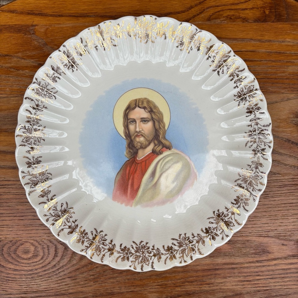 Vintage Sanders MFG Co. USA Nashville Tenn Religious Jesus Gold rim